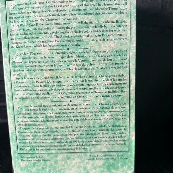 Krebs set of 5 designer glass with crowns Christmas ornaments - Picture 4 of 4